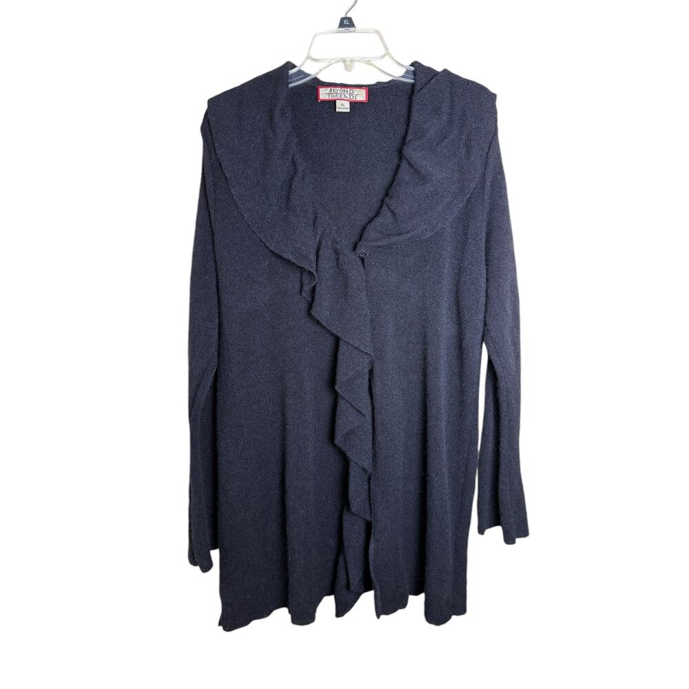 Beyond Threads Alpaca Wool Blend Duster Cardigan Peru Black Women’s Size XL